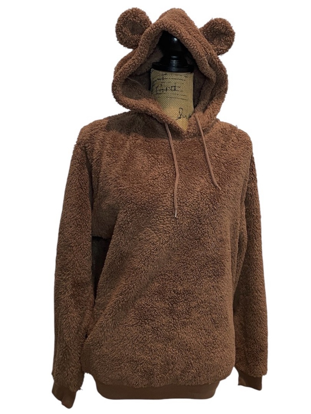 Cold Crush Plush Bear-Ear Hoodie - Brown